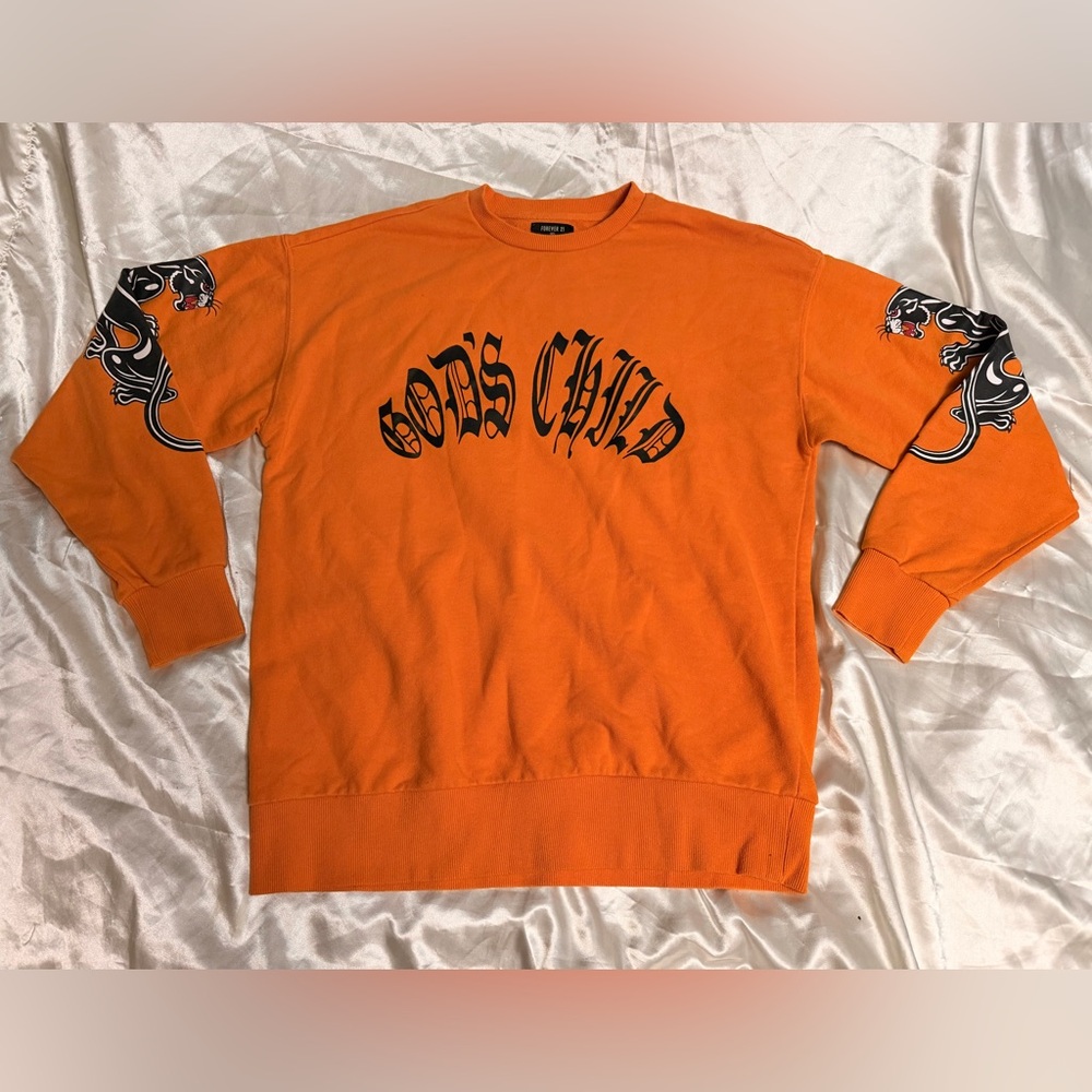 Vibrant Orange Y2K Crewneck Sweater